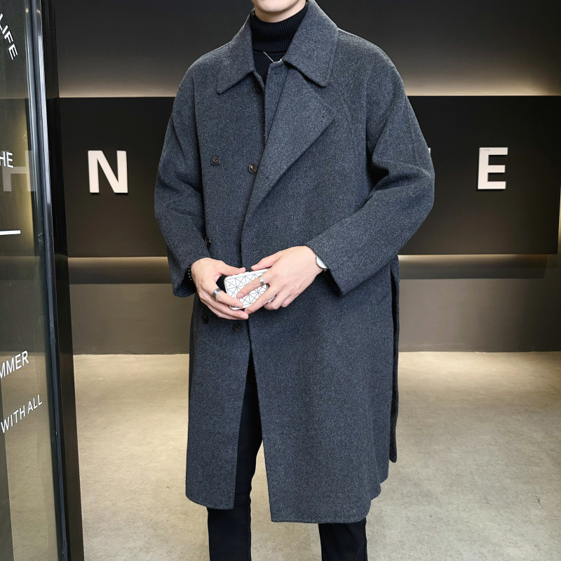秋冬季新款男士大衣潮流时尚西装领帅气风衣休闲百搭外套9903