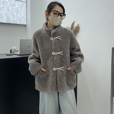 2025秋冬新款全羊毛皮草外套女羊羔毛皮毛一体廓形中长款冬季外套