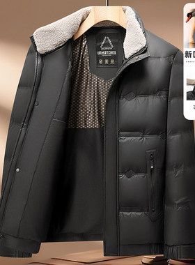 2025新款加厚皮羽绒服男士新款休闲中年带毛领羽绒皮外套51688