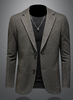 XZ88026/P175羊毛混纺西服外套男商务休闲单西上衣暗纹灯芯绒帅气