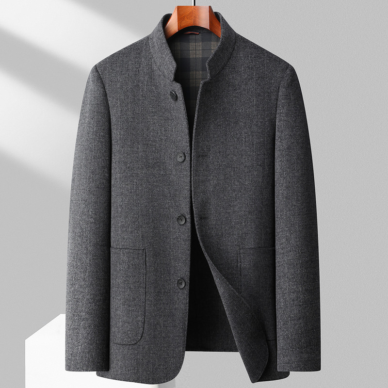 2023秋冬男士立领羊毛休闲派克青年英伦毛呢茄克外套ZYD11205