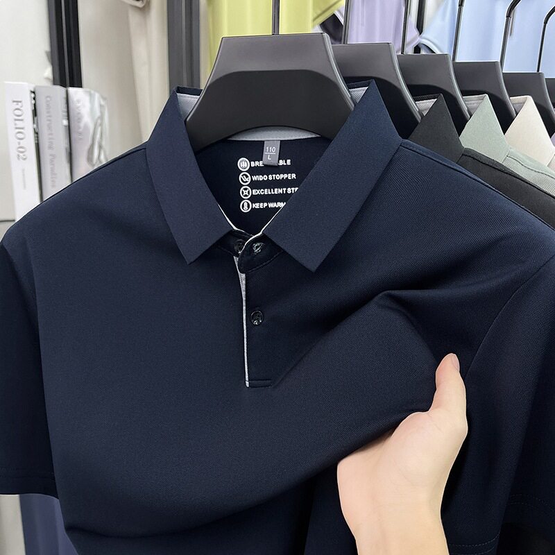 嘉亿2026夏季新款短袖POLO衫男士商务休闲翻领t桖冰丝宽松上衣服