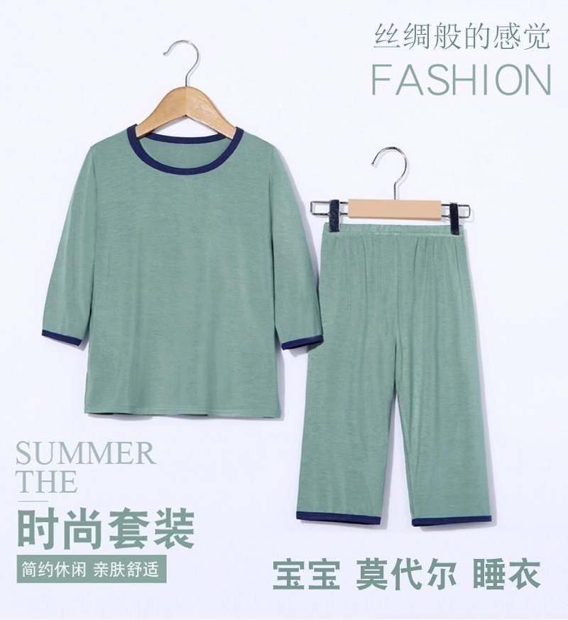 夏季套装莫代尔薄款长袖大女童睡衣(非品牌)