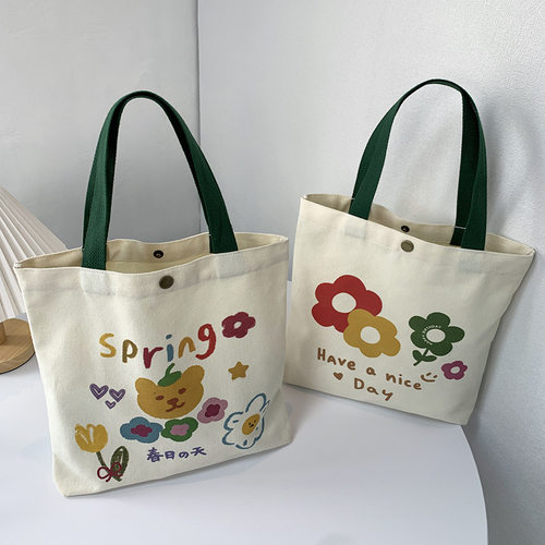 时尚百搭卡通帆布手拎包小挎包包