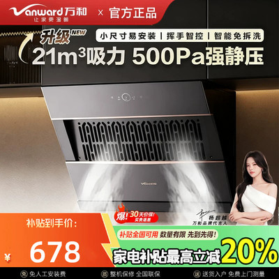 万和小双翼J320A Pro小尺寸侧吸抽排脱油烟机出租房家用21大风量