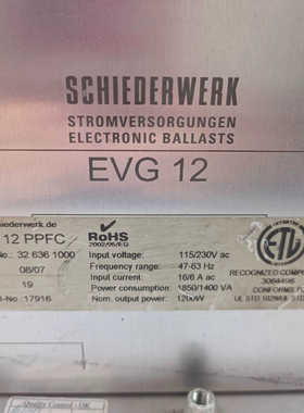 SCHIEDERWERK  EVG 12 PPFC电源  1.询价