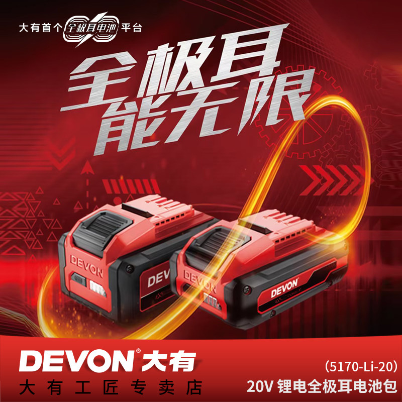 正品大有20V全极耳电池21700电芯大容量锂电池5170适配5401/5733图片