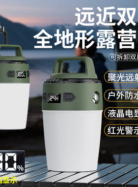 森林虎Y302夜钓多功能露营灯40W智能电量显示便携式户外照明灯LED