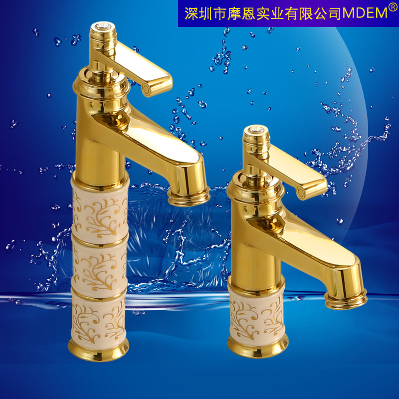 欧式金色卫生间洗面盆冷热水龙头