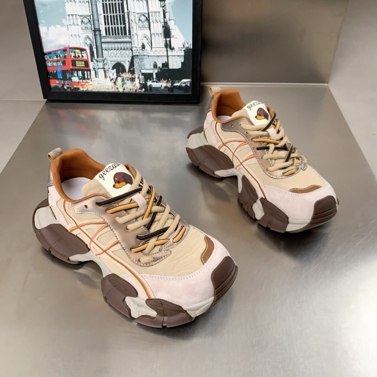 真皮厚底增高拼色老爹鞋女2026春季新款轻便时尚百搭休闲运动鞋潮