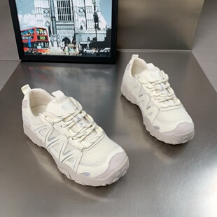 真皮网面透气德训鞋女2026春季新款厚底休闲运动鞋百搭增高阿甘鞋