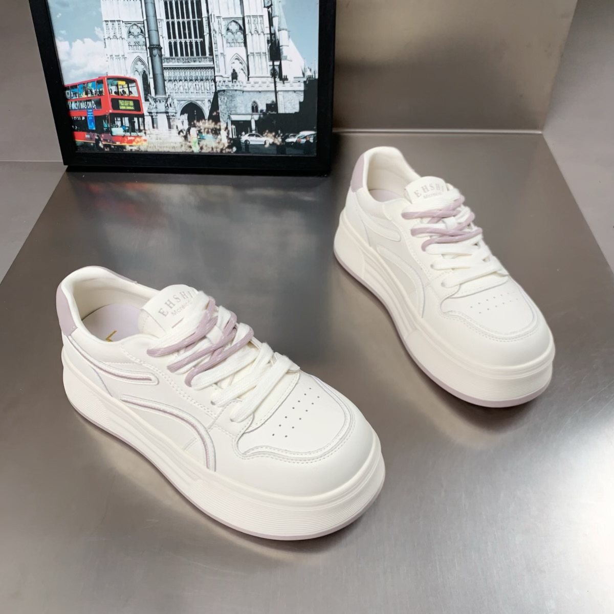 真皮休闲风厚底小白鞋女2026春款系带百搭轻便舒适板鞋增高运动鞋,女鞋,休闲板鞋,淘宝优惠券,粉丝福利购,淘宝优惠卷