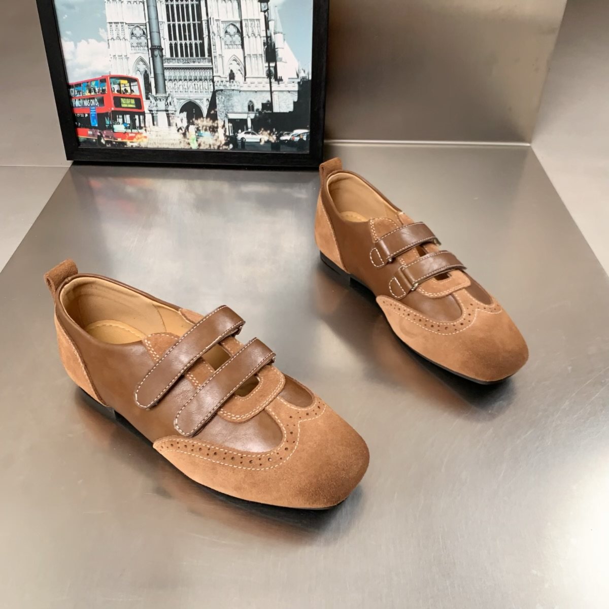 真皮复古英伦风布洛克鞋女2026春季新款魔术贴平底舒适时尚阿甘鞋,女鞋,牛津鞋/布洛克鞋/德比鞋,淘宝优惠券,粉丝福利购,淘宝优惠卷