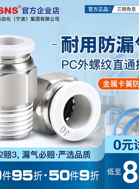 TWSNS台匠山耐斯电磁阀气管pc螺纹快插接头气源气缸公制接头全铜