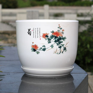 菊花树脂塑料盆家用无异味抗老化花盆阳台客厅绿植盆栽仿陶瓷花盆