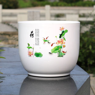 荷花盆无孔水培植物树脂花盆碗莲睡莲铜钱草水生绿植盆超大号加厚