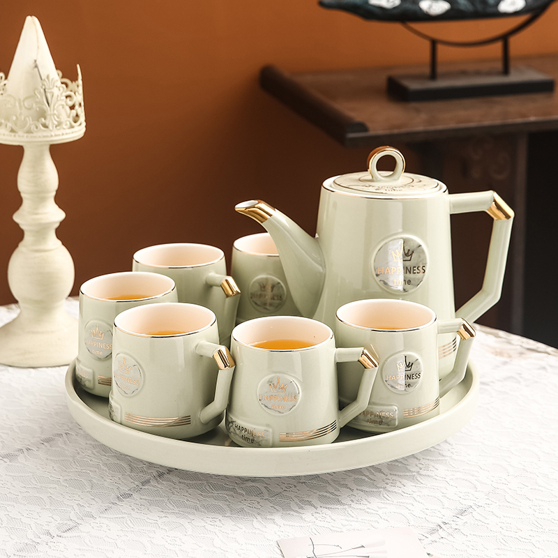 水杯家用套装待客乔迁新婚送礼茶杯茶壶高档礼盒轻奢陶瓷水具喝水