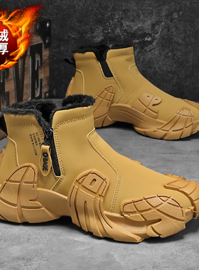 马丁靴东北雪地靴冬季加绒加厚保暖棉鞋男士防寒皮毛一体防滑防水