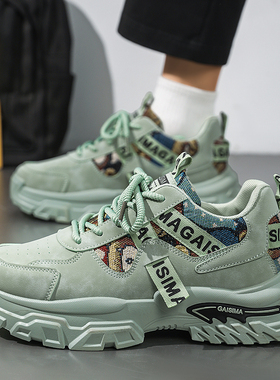 春季厚底老爹鞋男2025新款高级感休闲运动鞋百搭增高鞋户外透气潮