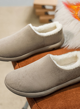 勃肯鞋男2025新款冬季加绒保暖大码二棉鞋男士包头棉拖鞋防滑防水