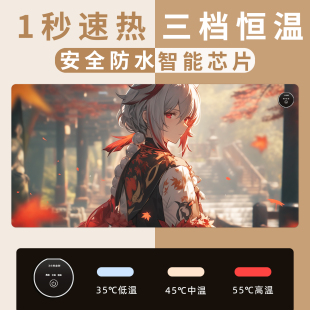 加热鼠标垫超大电发热动漫游戏暖桌垫定制暖手保暖电热垫冬天办公