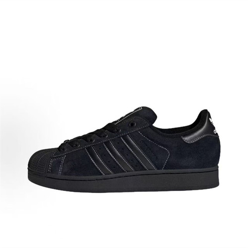adidas Superstar 2 贝壳头二代 低帮 复古 板鞋 男女 黑色JH5470