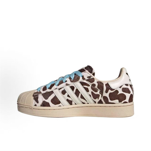 adidas SUPERSTAR 贝壳头二代 豹纹 复古 潮流 板鞋 棕米 KH9031