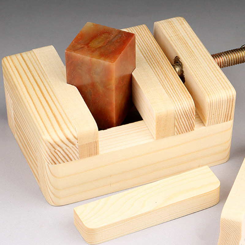 印床篆刻工具套装刻床夹具木雕工艺品印石刻章松木大号小号石料刻制