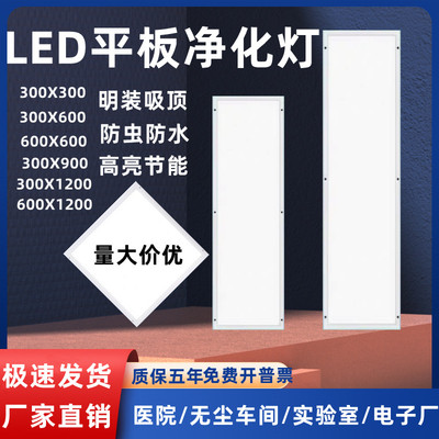 300x1200净化灯led洁净灯30x90医院手术室无尘车间明装吸顶平板灯