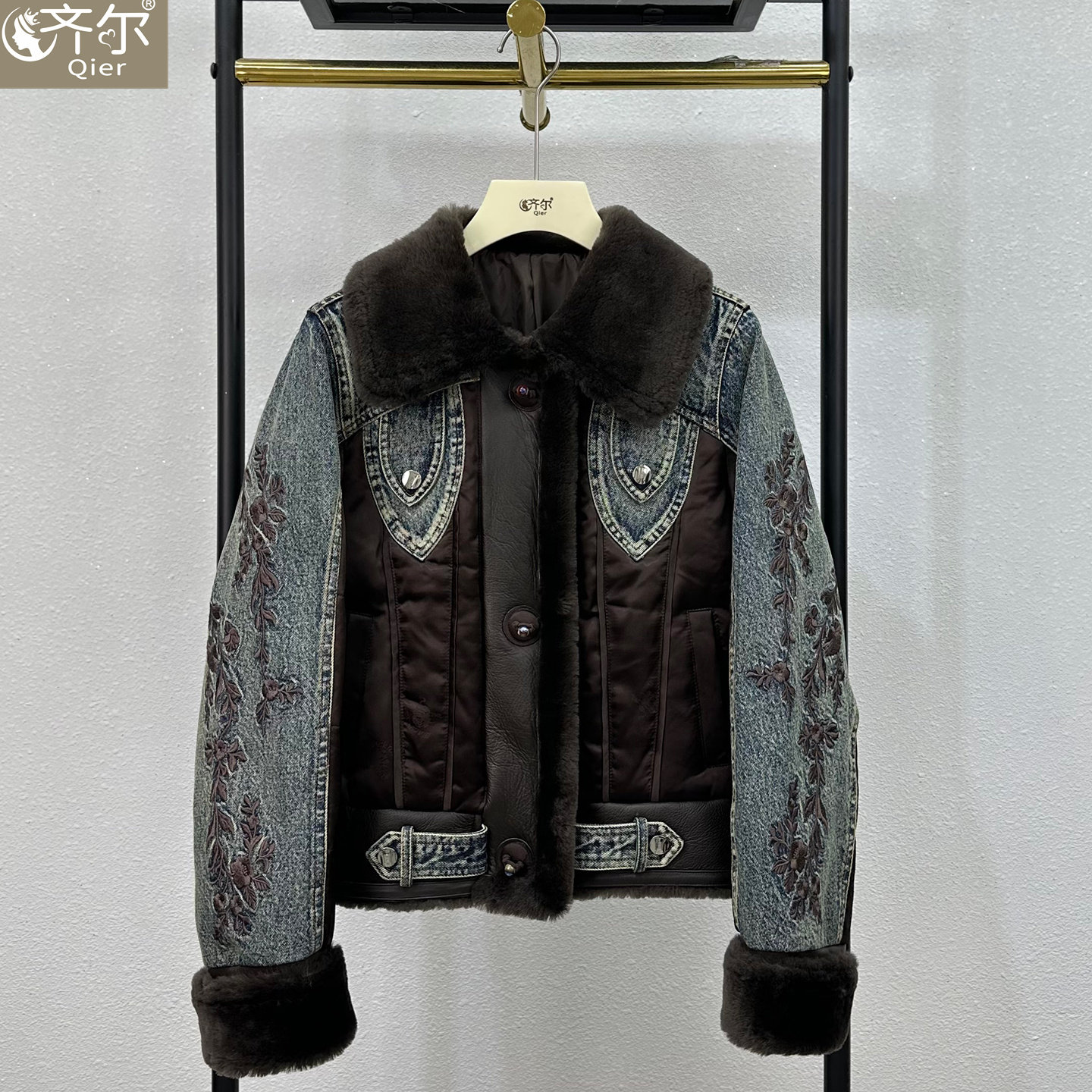 正品海宁高端美利奴真皮毛一体皮短外套