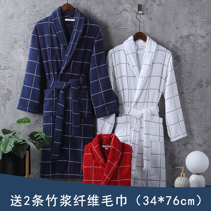 五星级酒店浴袍男女士长款睡袍冬加厚纯棉毛巾料吸水速干全棉情侣