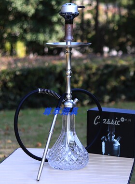 2025新款俄罗斯水烟壶mattpear不锈钢高档酒吧单管水烟壶水晶玻璃