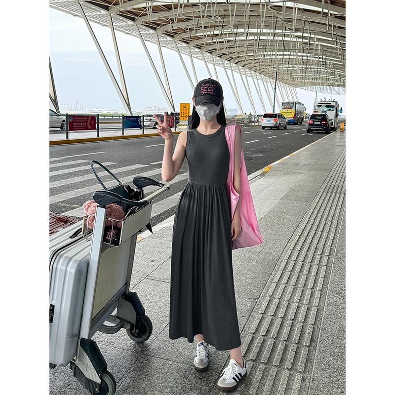 背心裙打底连衣裙女夏季新款气质收腰内搭无袖针织吊带长裙高级感
