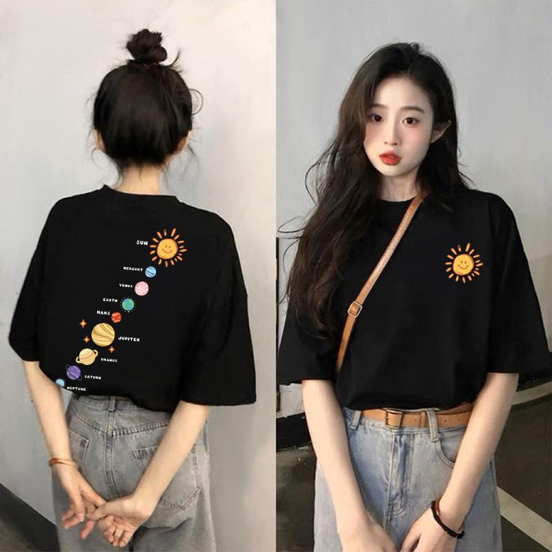 纯棉黑色短袖t恤女2025新款爆款夏季设计感小众上衣宽松大码体恤