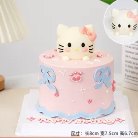立体kt猫巧克力蛋糕装饰摆件 小猫凯蒂猫立体卡通猫头kitty猫插件