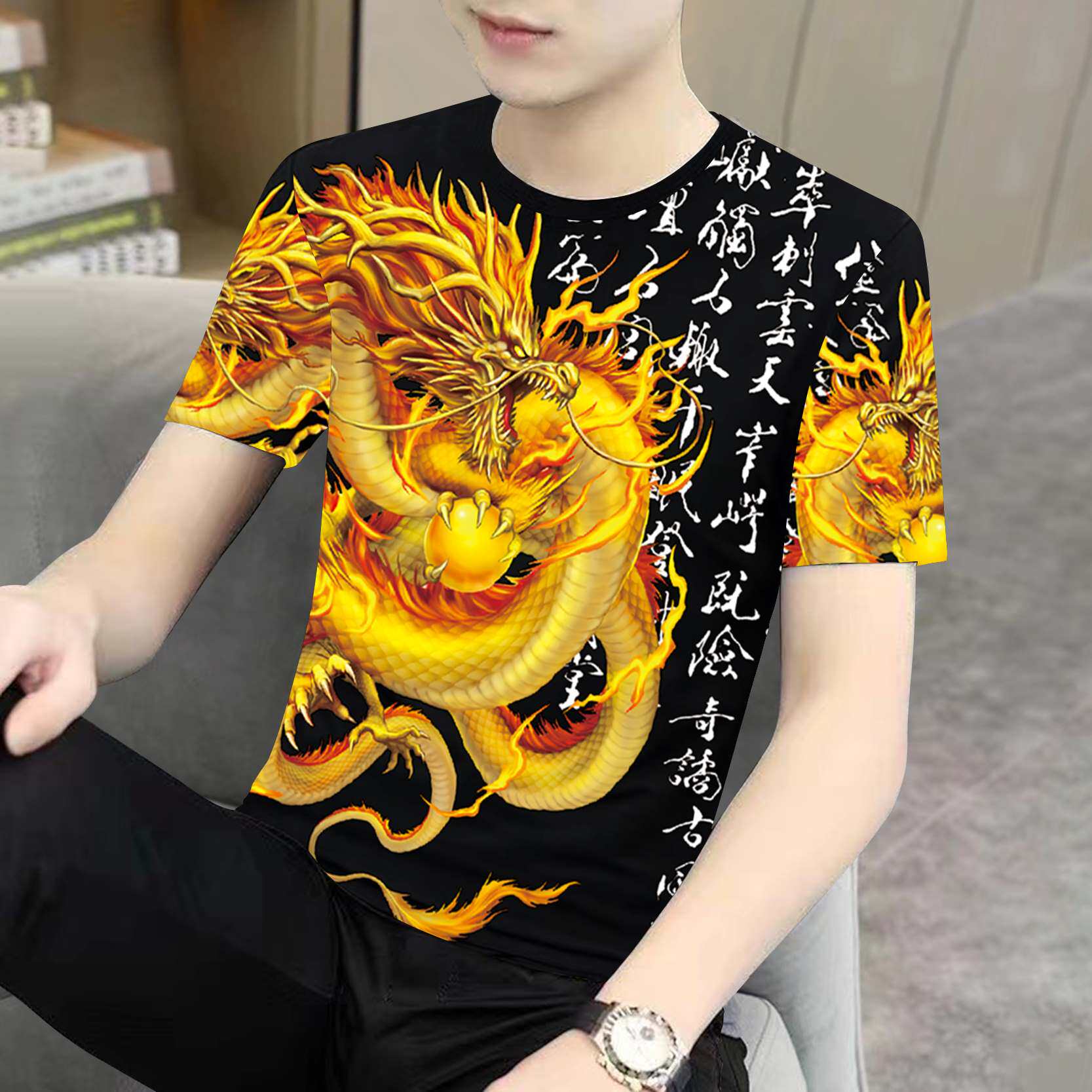 男士冰丝短袖t恤夏季薄款潮流