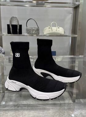 2025新款春秋袜子鞋男女鞋高帮弹力布针织袜套鞋情侣运动休闲袜靴