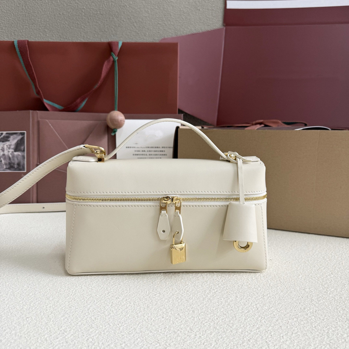 进口原厂小牛皮二代LP23盒子包ExtraBag手提单肩斜挎包女包饭盒包