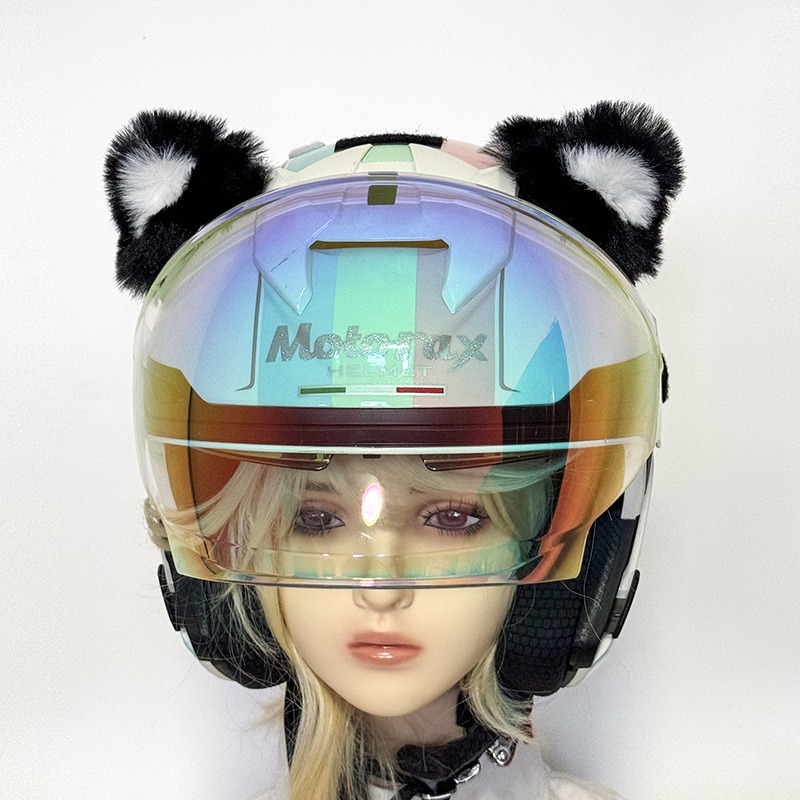 摩托车头盔装饰猫耳朵兽耳女骑电瓶车头盔饰品滑雪盔通用猫耳