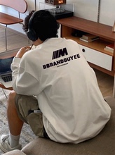 STA国潮美式复古M字母长袖T恤男女春秋新款休闲宽松重磅情侣上衣