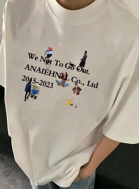 STA国潮美式字母人物短袖T恤男女夏季新款潮牌OS重磅纯棉情侣上衣