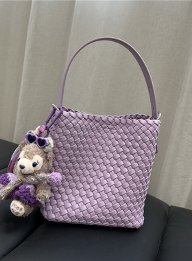 SELIN WEISS女包2025新款时尚手工编织水桶包手提百搭单肩斜挎包