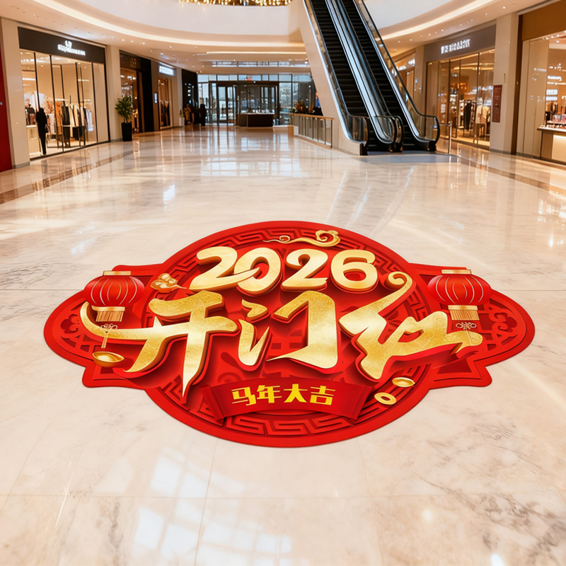 2026开门红新年职场布置氛围地贴银行保险公司活动马年气氛装饰