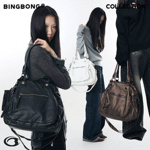 BINGBONG|复古大容量软皮机车包