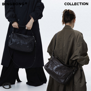 复古豆腐枕头包秋冬褶皱单肩斜挎包女 手抓吐司包 BINGBONG 原创