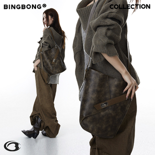 复古秋冬简约大容量通勤水桶斜挎包 我已停止做梦 BINGBONG 原创