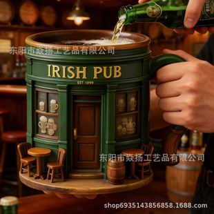 跨境新品爱尔兰酒吧树脂不锈钢马克杯家居装饰礼品树脂工艺品摆件
