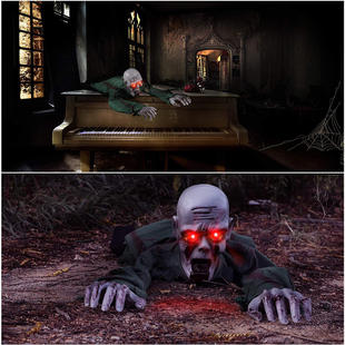 跨境万圣节密室装饰鬼屋恐怖吓人挂件酒吧布置声控电动发声发光爬