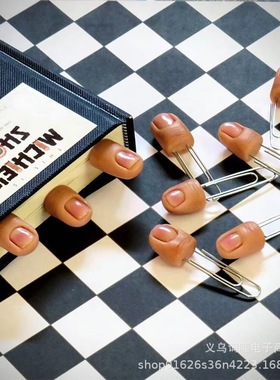 跨境2024Finger Paperclip BookmarkSet毕业季礼物仿真手指回形针