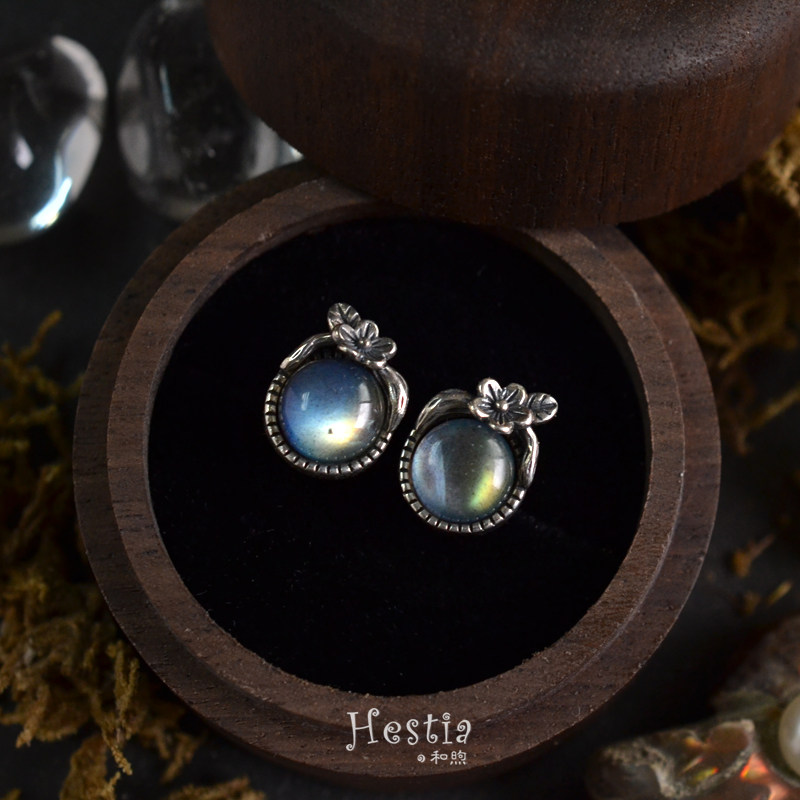 和煦复古s925银天然拉长石耳钉女款vintage灰月光石纯银小众耳饰,饰品/流行首饰/时尚饰品新,银饰耳饰,淘宝优惠券,粉丝福利购,淘宝优惠卷